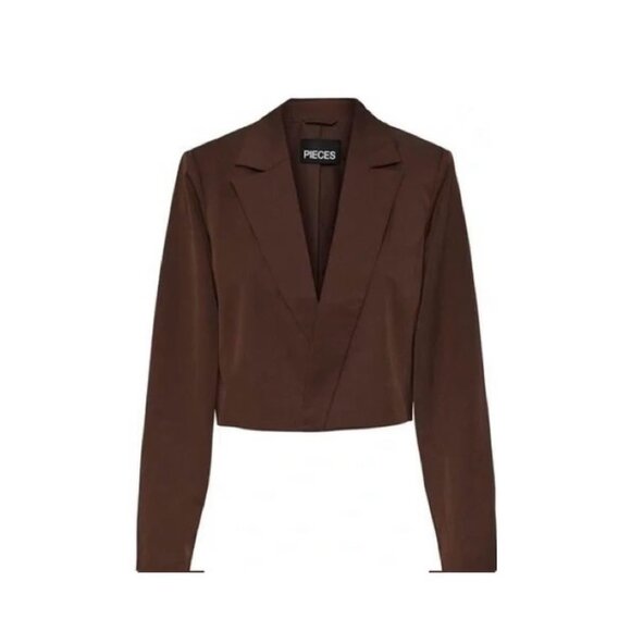 NWT - PIECES Chocolate Brown Cropped Blazer Size XL - Picture 1 of 3